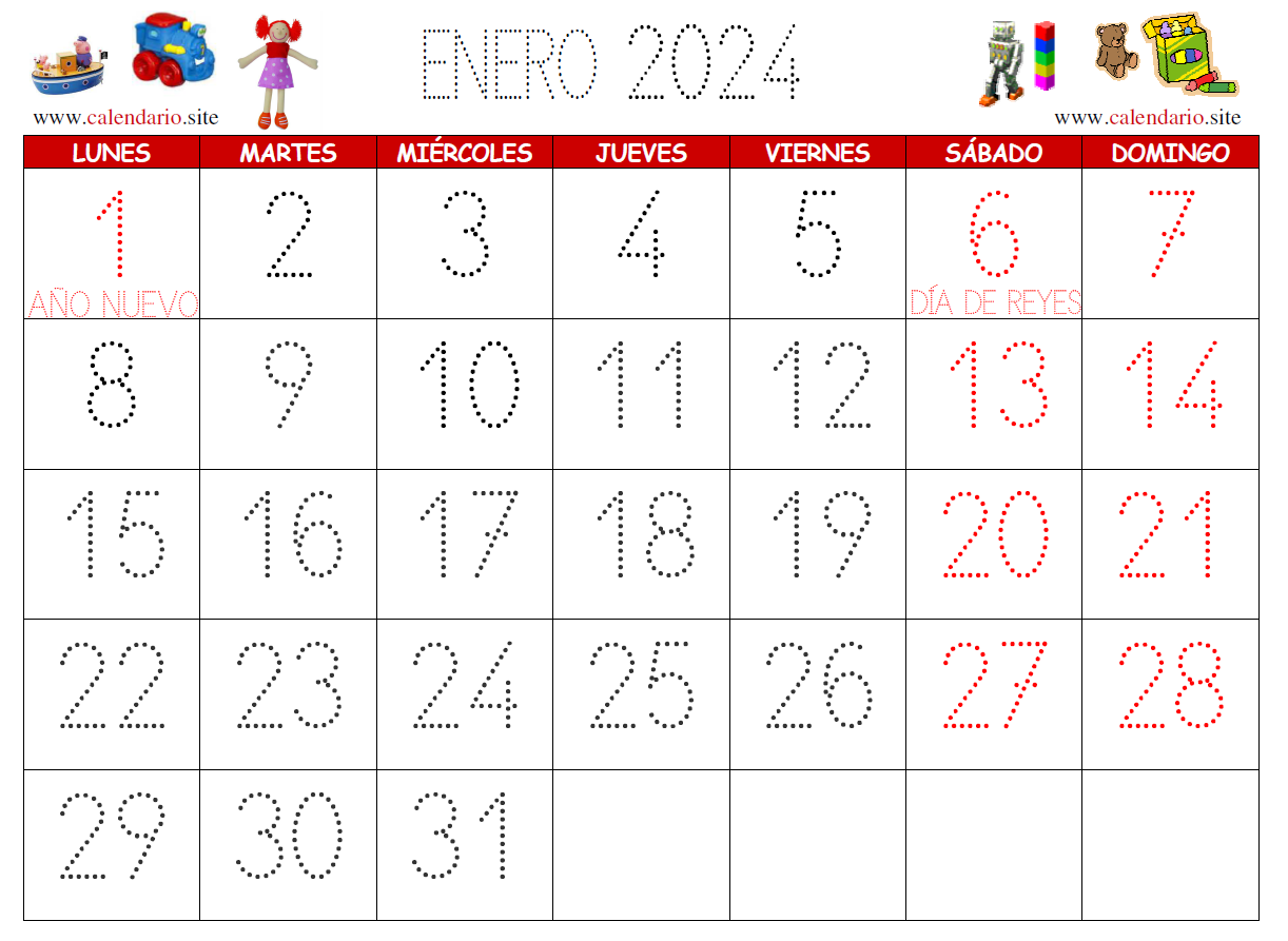 Calendario Bonito 2024 para Niños PDF