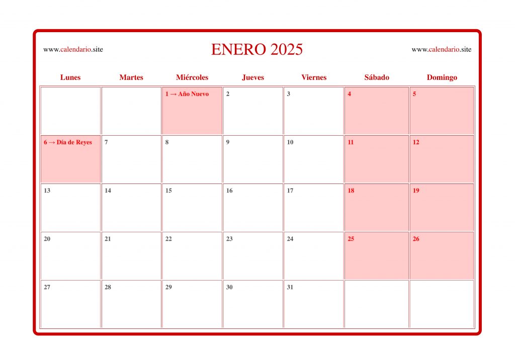 Calendario agenda con todos los meses del año