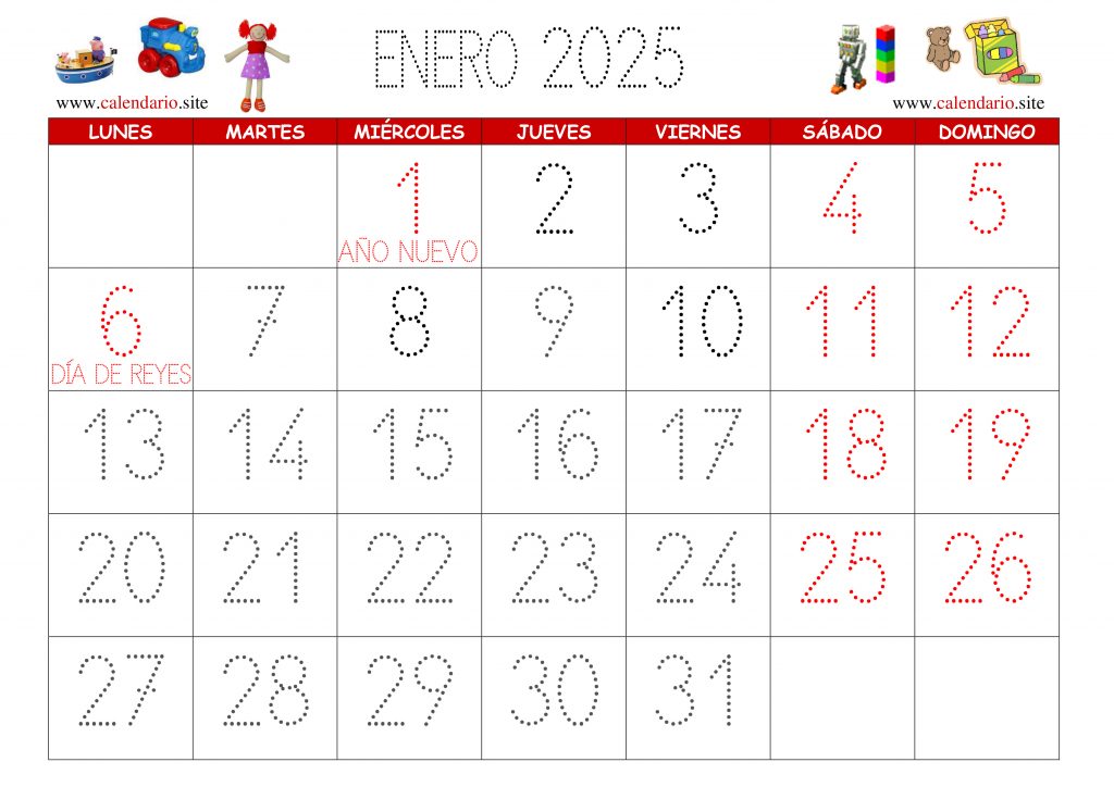 Calendario infantil prediseñado listo para ser imprimidos